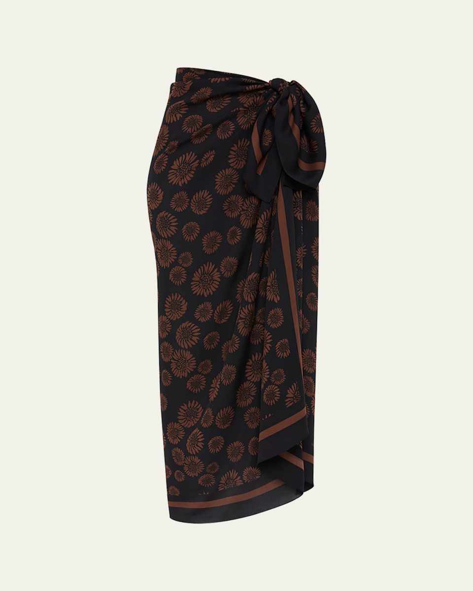 Paisley-Print Silk Sarong Coverup